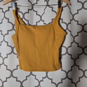 Geode Mustard Ribbed Swim Crop Top
